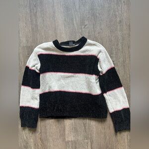 Volcom Black, White, and Pink Striped Sweater